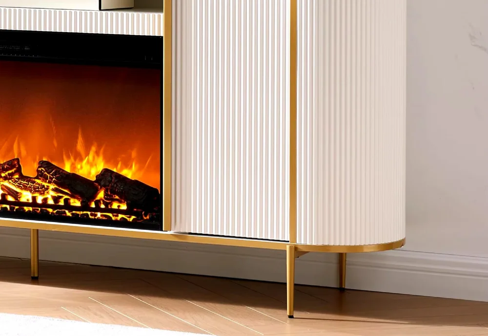 console with electric fireplace
